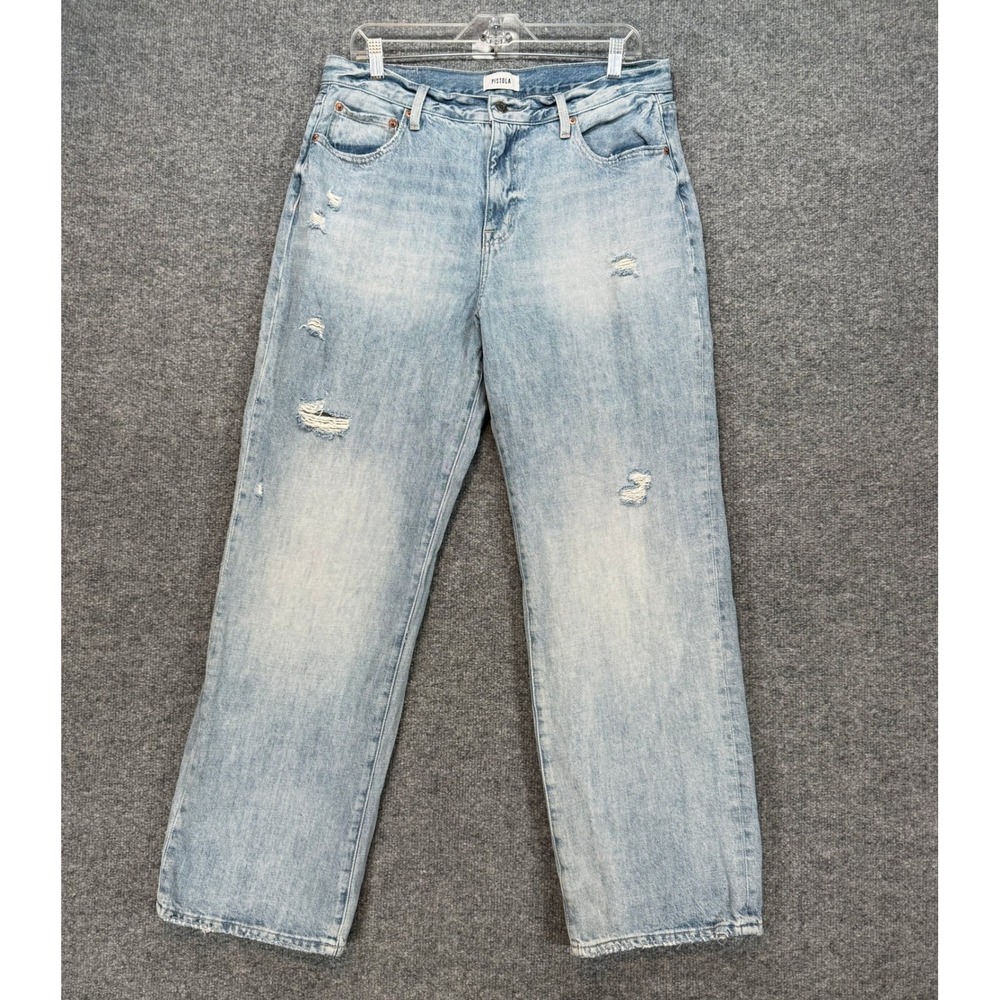 Light Wash Distressed Women’s Jeans - Casual Straight Leg